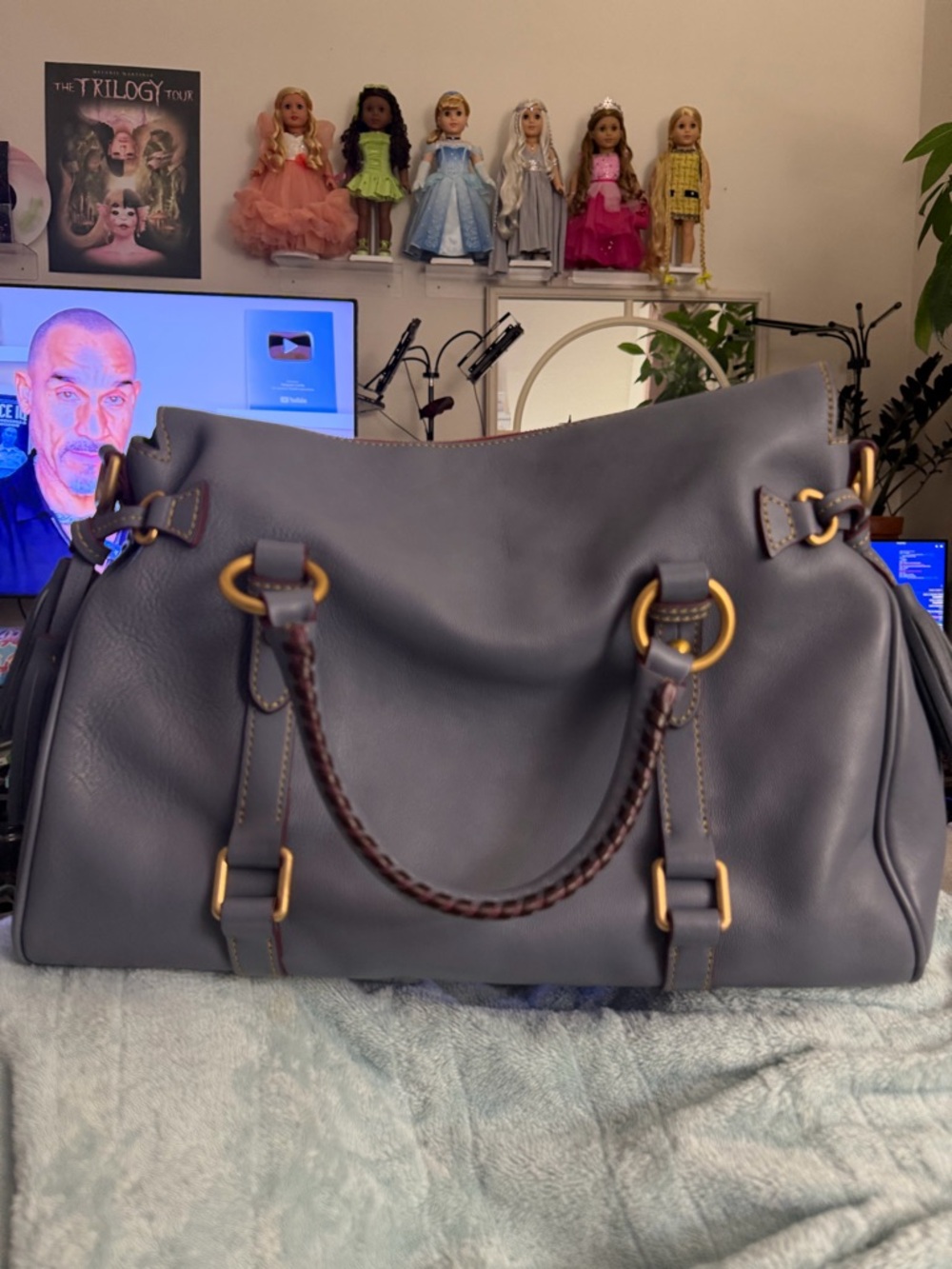 Dooney & Bourke steel blue large Florentine satchel - Picture 2 of 4